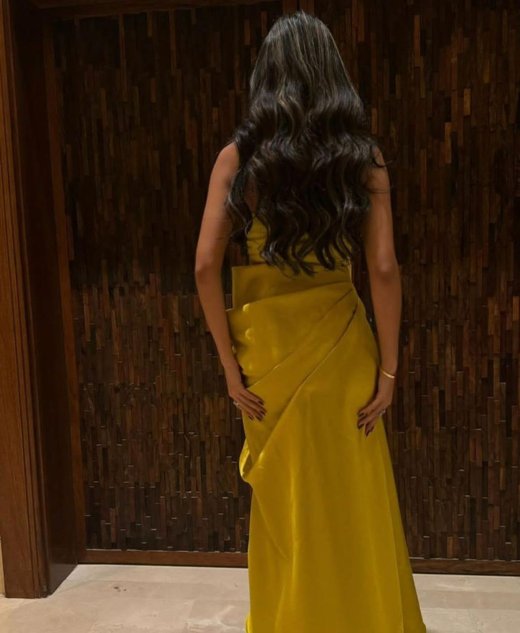 Elegant yellow evening gown