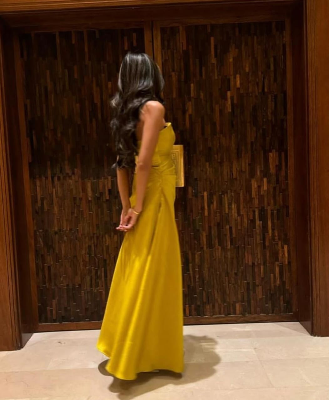 Elegant yellow evening gown