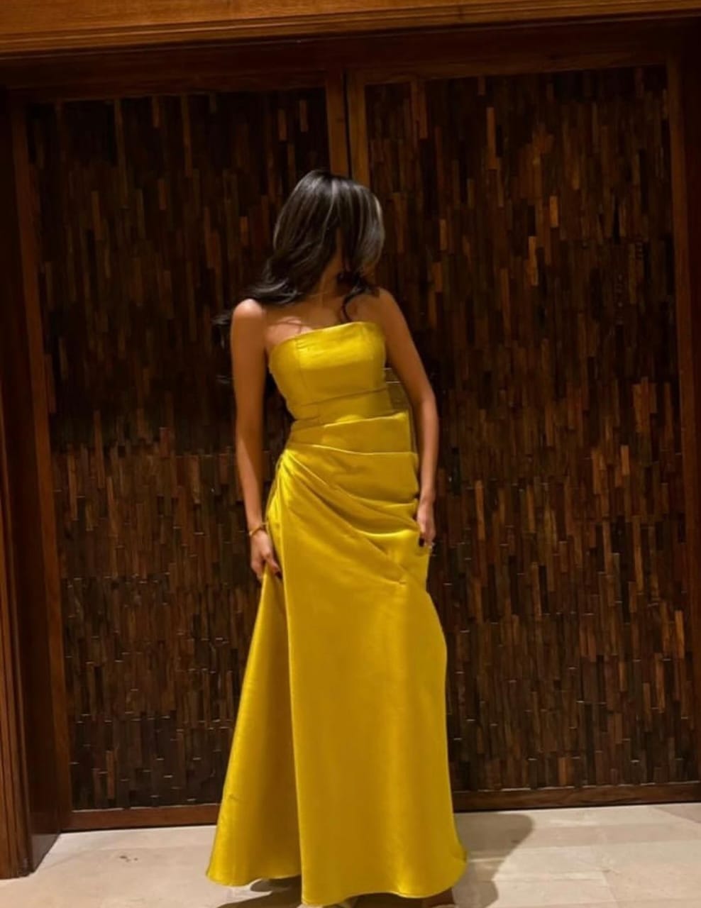 Elegant yellow evening gown
