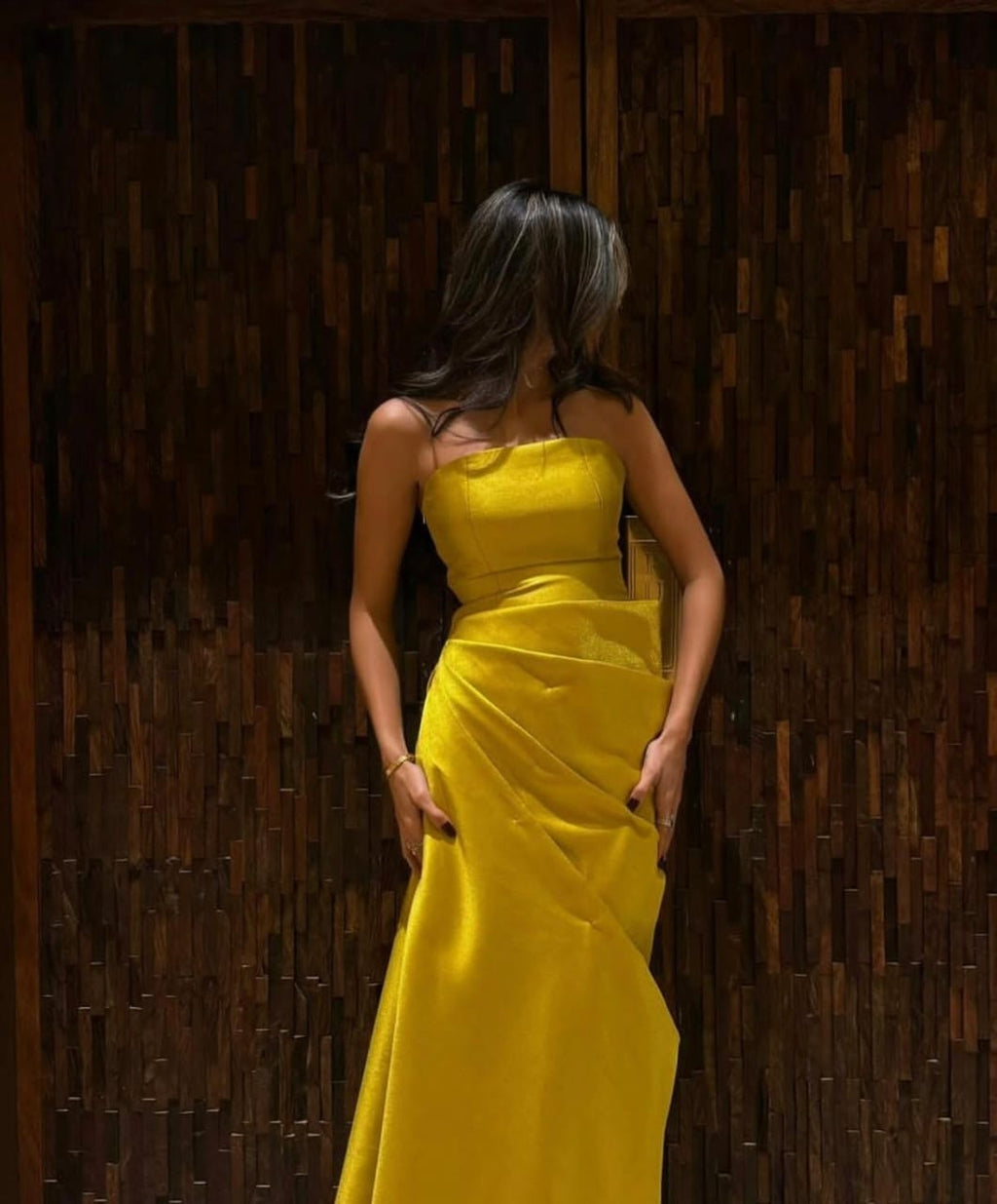 Elegant yellow evening gown